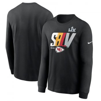 Men's Kansas City Chiefs Nike Black Super Bowl LV Bound Lockup Logo Long Sleeve T-Shirt