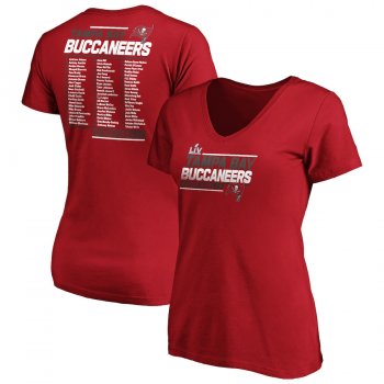 Women's Tampa Bay Buccaneers Fanatics Branded Red Super Bowl LV Bound Play Action Roster V-Neck T-Shirt