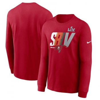 Men's Tampa Bay Buccaneers Nike Red Super Bowl LV Bound Lockup Logo Long Sleeve T-Shirt