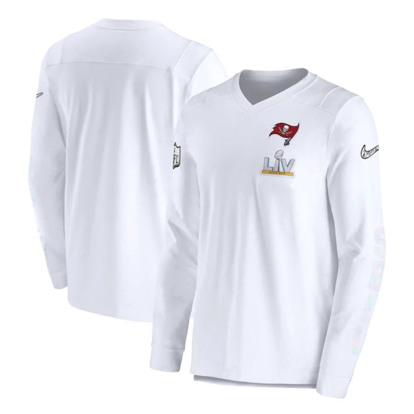 Men's Tampa Bay Buccaneers Nike White Super Bowl LV Bound Diamond Travel Player V-Neck Long Sleeve T-Shirt