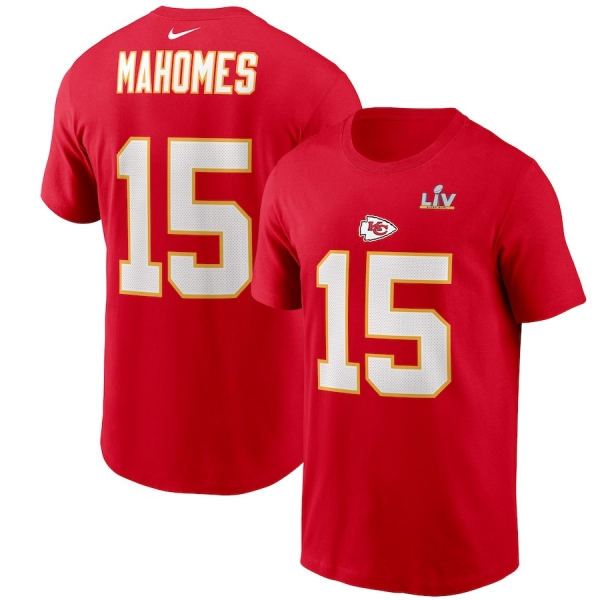 Men's Kansas City Chiefs Patrick Mahomes Nike Red Super Bowl LV Bound Name & Number T-Shirt