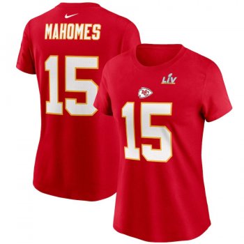 Women's Kansas City Chiefs Patrick Mahomes Nike Red Super Bowl LV Bound Name & Number T-Shirt