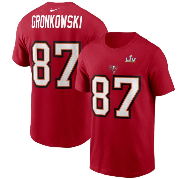 Men's Tampa Bay Buccaneers Rob Gronkowski Nike Red Super Bowl LV Bound Name & Number T-Shirt