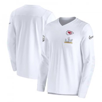 Men's Kansas City Chiefs Nike White Super Bowl LV Bound Diamond Travel Player V-Neck Long Sleeve T-Shirt