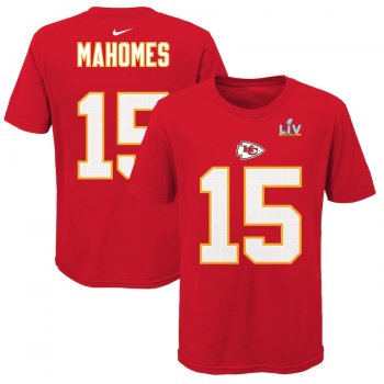 Youth Kansas City Chiefs Patrick Mahomes Nike Red Super Bowl LV Bound Name & Number T-Shirt