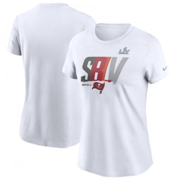 Women's Tampa Bay Buccaneers Nike White Super Bowl LV Bound Team Logo Lockup T-Shirt