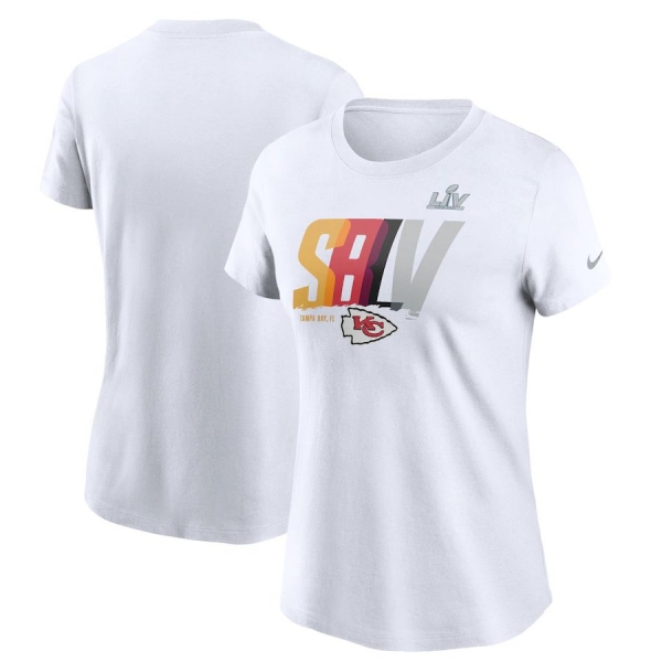 Women's Kansas City Chiefs Nike White Super Bowl LV Bound Team Logo Lockup T-Shirt