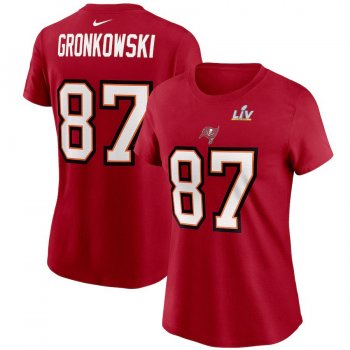 Women's Tampa Bay Buccaneers Rob Gronkowski Nike Red Super Bowl LV Bound Name & Number T-Shirt