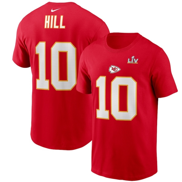 Men's Kansas City Chiefs Tyreek Hill Nike Red Super Bowl LV Bound Name & Number T-Shirt