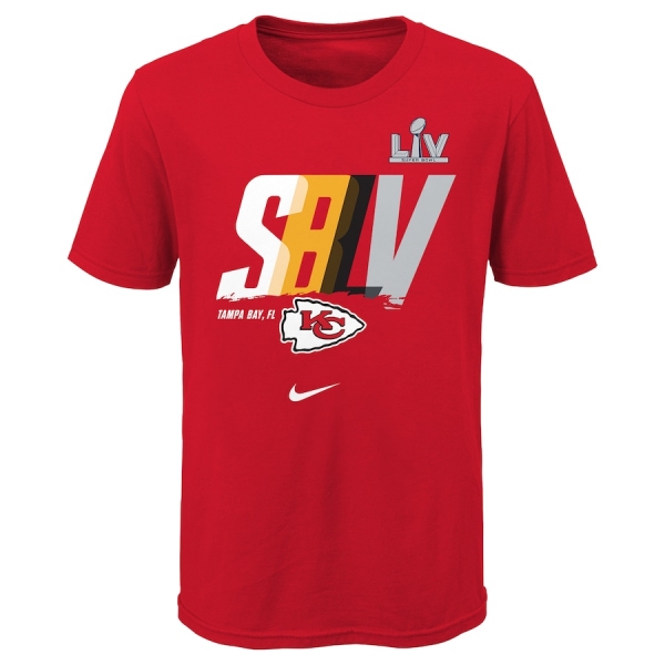 Youth Kansas City Chiefs Nike Red Super Bowl LV Bound Team Logo Lockup T-Shirt