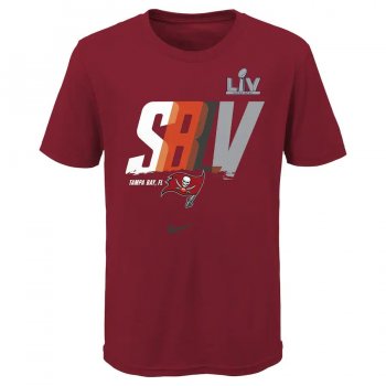 Youth Tampa Bay Buccaneers Nike Red Super Bowl LV Bound Team Logo Lockup T-Shirt