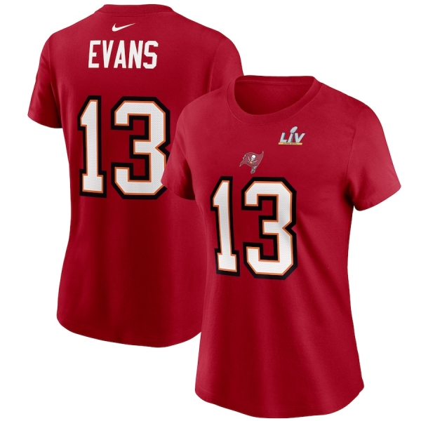 Women's Tampa Bay Buccaneers Mike Evans Nike Red Super Bowl LV Bound Name & Number T-Shirt