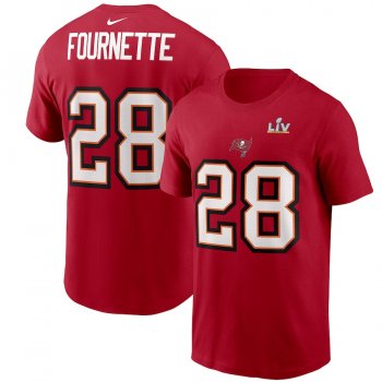 Men's Tampa Bay Buccaneers Leonard Fournette Nike Red Super Bowl LV Bound Name & Number T-Shirt