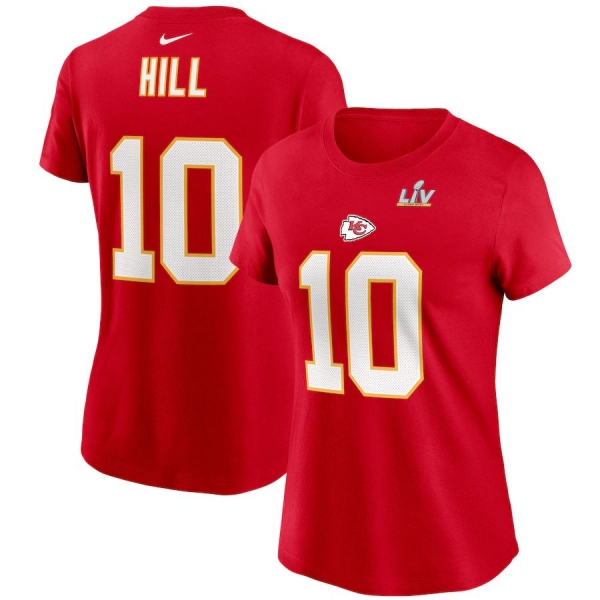 Women's Kansas City Chiefs Tyreek Hill Nike Red Super Bowl LV Bound Name & Number T-Shirt