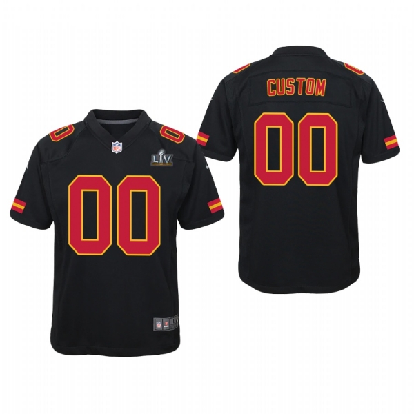 Youth Kansas City Chiefs Custom Super Bowl LV Game Jersey - Black