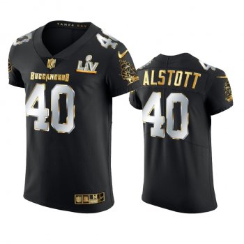 Mike Alstott Buccaneers Black Super Bowl LV Golden Elite Jersey