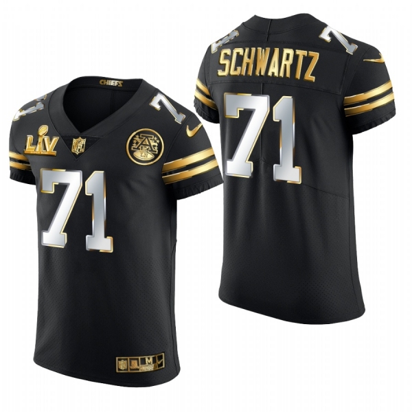 Kansas City Chiefs Mitchell Schwartz Super Bowl LV Black Golden Edition Elite Jersey