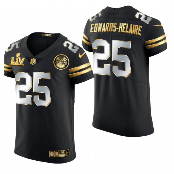 Kansas City Chiefs Clyde Edwards-Helaire Super Bowl LV Black Golden Edition Elite Jersey