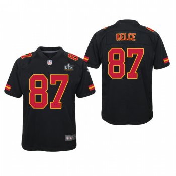 Youth Kansas City Chiefs Travis Kelce Super Bowl LV Game Jersey - Black