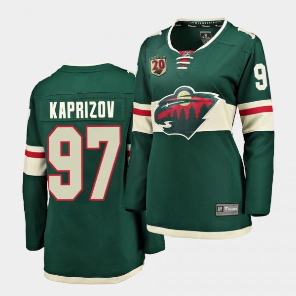 Women Kirill kaprizov Wild #97 2020-21 20th Anniversary Home Jersey