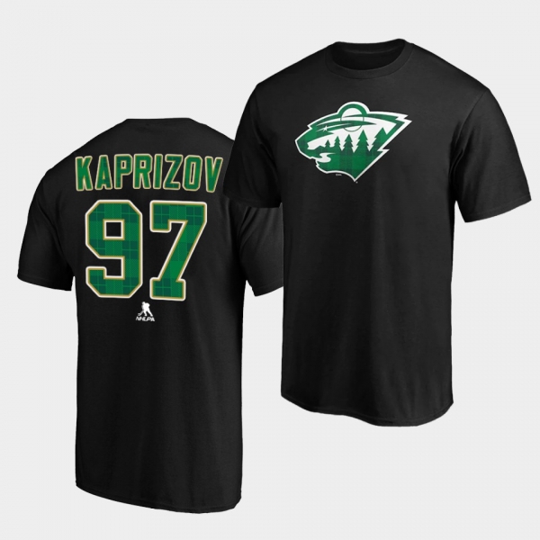 Minnesota Wild Kirill kaprizov Emerald Plaid Black T-Shirt