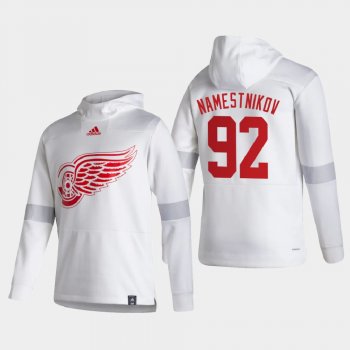 Men's Detroit Red Wings Vladislav Namestnikov #92 2021 Reverse Retro Authentic Pullover Special Edition White Hoodie