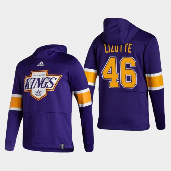 Men's HoodieMen's Los Angeles Kings Blake Lizotte #46 2021 Reverse Retro Authentic Pullover Purple Hoodie