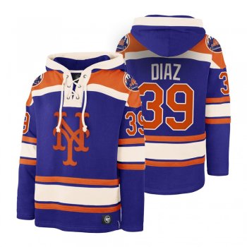 New York Mets Edwin Diaz Royal Legacy Vintage Hockey Lacer Hoodie