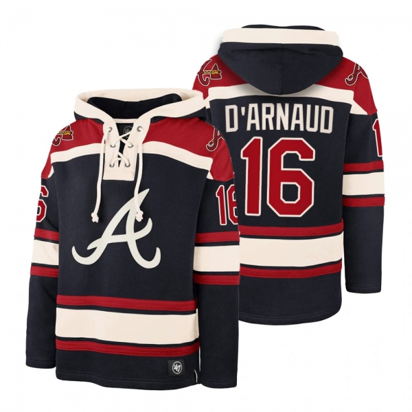 Atlanta Braves Travis d'Arnaud Navy Legacy Vintage Hockey Lacer Hoodie