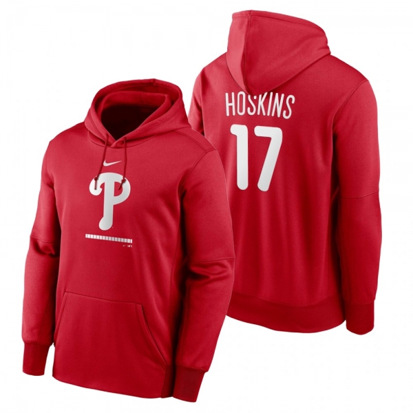 Philadelphia Phillies Rhys Hoskins Red Legacy Performance Pullover Hoodie