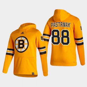 Men's HoodieMen's Boston Bruins David Pastrnak #88 2021 Reverse Retro Authentic Pullover Special Edition Gold Hoodie