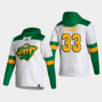 Men's Minnesota Wild Cam Talbot #33 2021 Reverse Retro Authentic Pullover Special Edition White Hoodie