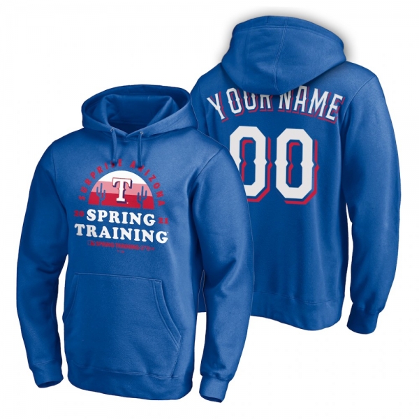 Texas Rangers Custom Royal 2021 Spring Training Upper Decker Pullover Hoodie