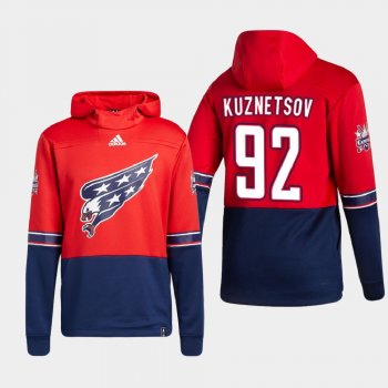 Men's Washington Capitals Evgeny Kuznetsov #92 2021 Reverse Retro Authentic Pullover Special Edition Red Hoodie