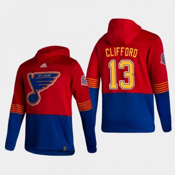 Men's HoodieMen's St. Louis Blues Kyle Clifford #13 2021 Reverse Retro Authentic Pullover Special Edition Red Hoodie