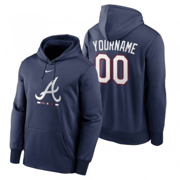 Atlanta Braves Custom Navy Legacy Performance Pullover Hoodie