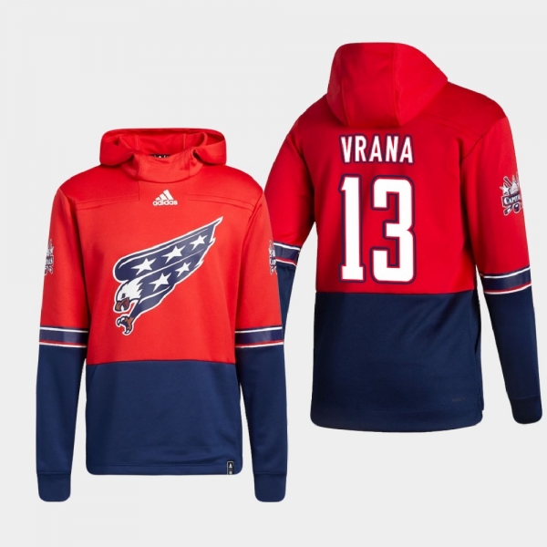 Men's Washington Capitals Jakub Vrana #13 2021 Reverse Retro Authentic Pullover Special Edition Red Hoodie