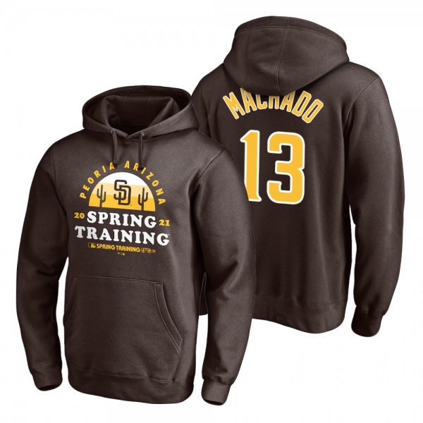 San Diego Padres Manny Machado Brown 2021 Spring Training Upper Decker Pullover Hoodie