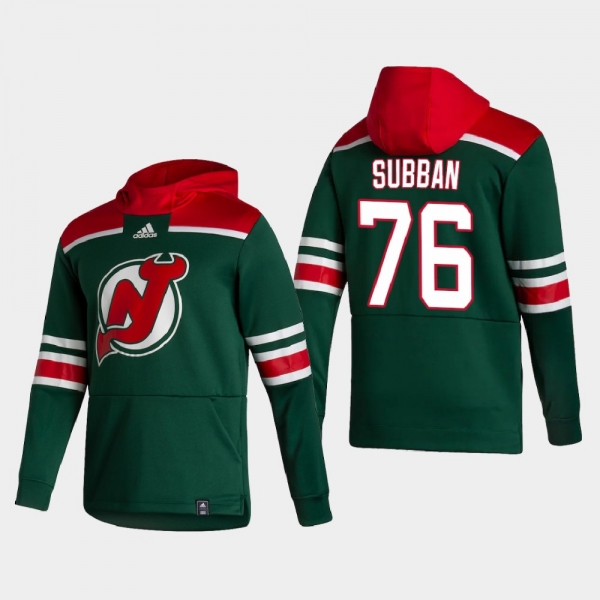 Men's New Jersey Devils P.K. Subban #76 2021 Reverse Retro Authentic Pullover Special Edition Green Hoodie