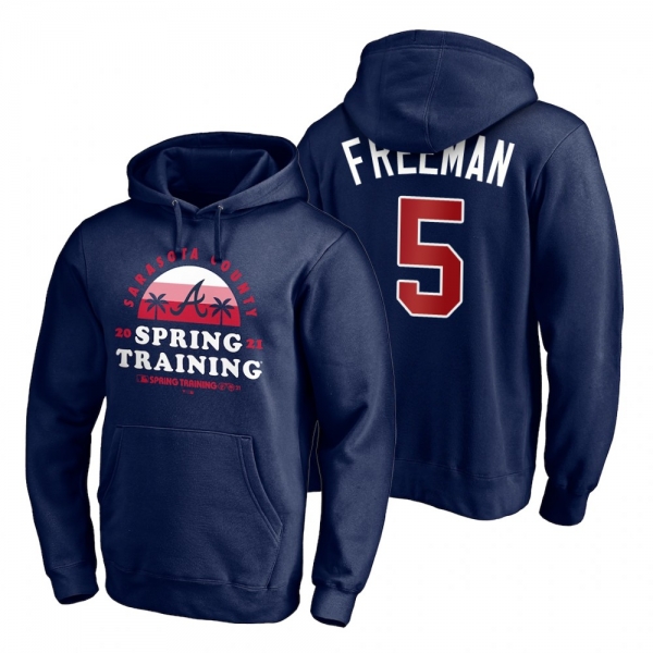 Atlanta Braves Freddie Freeman Navy 2021 Spring Training Upper Decker Pullover Hoodie