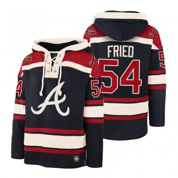 Atlanta Braves Max Fried Navy Legacy Vintage Hockey Lacer Hoodie