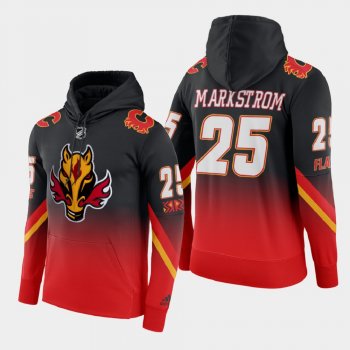 Calgary Flames Jacob Markstrom #25 2021 Reverse Retro Gradient Pullover Red Black Hoodie