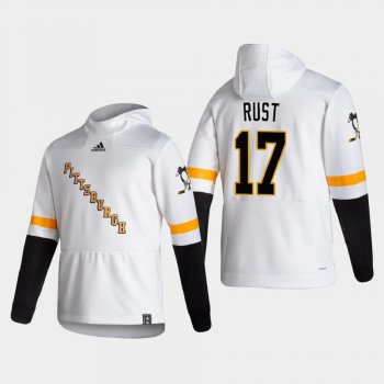 Men's Pittsburgh Penguins Bryan Rust #17 2021 Reverse Retro Authentic Pullover Special Edition White Hoodie