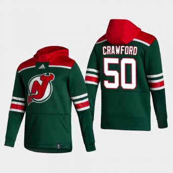 Men's New Jersey Devils Corey Crawford #50 2021 Reverse Retro Authentic Pullover Special Edition Green Hoodie