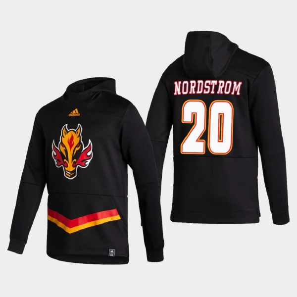 Men's Calgary Flames Joakim Nordstrom #20 2021 Reverse Retro Authentic Pullover Special Edition Black Hoodie