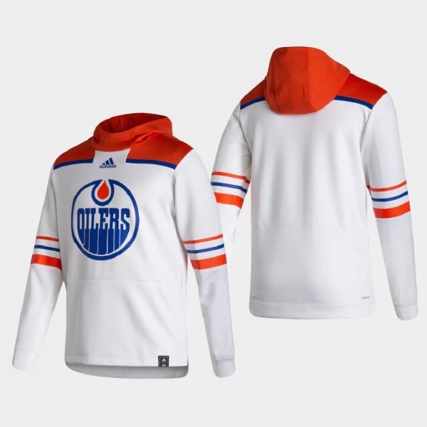 Men's Edmonton Oilers White 2021 Reverse Retro Authentic Pullover Special Edition Hoodie