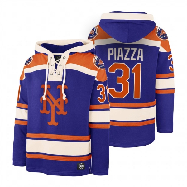 New York Mets Mike Piazza Royal Legacy Vintage Hockey Lacer Hoodie