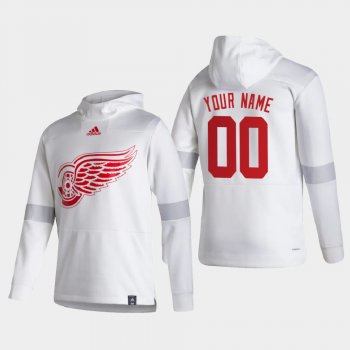 Men's Detroit Red Wings Custom #00 2021 Reverse Retro Authentic Pullover Special Edition White Hoodie