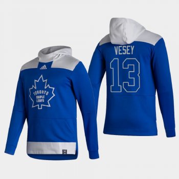 Men's Toronto Maple Leafs Jimmy Vesey #13 2021 Reverse Retro Authentic Pullover Special Edition Blue Hoodie