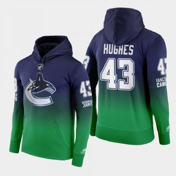 Vancouver Canucks Quinn Hughes #43 2021 Reverse Retro Pullover Green Hoodie